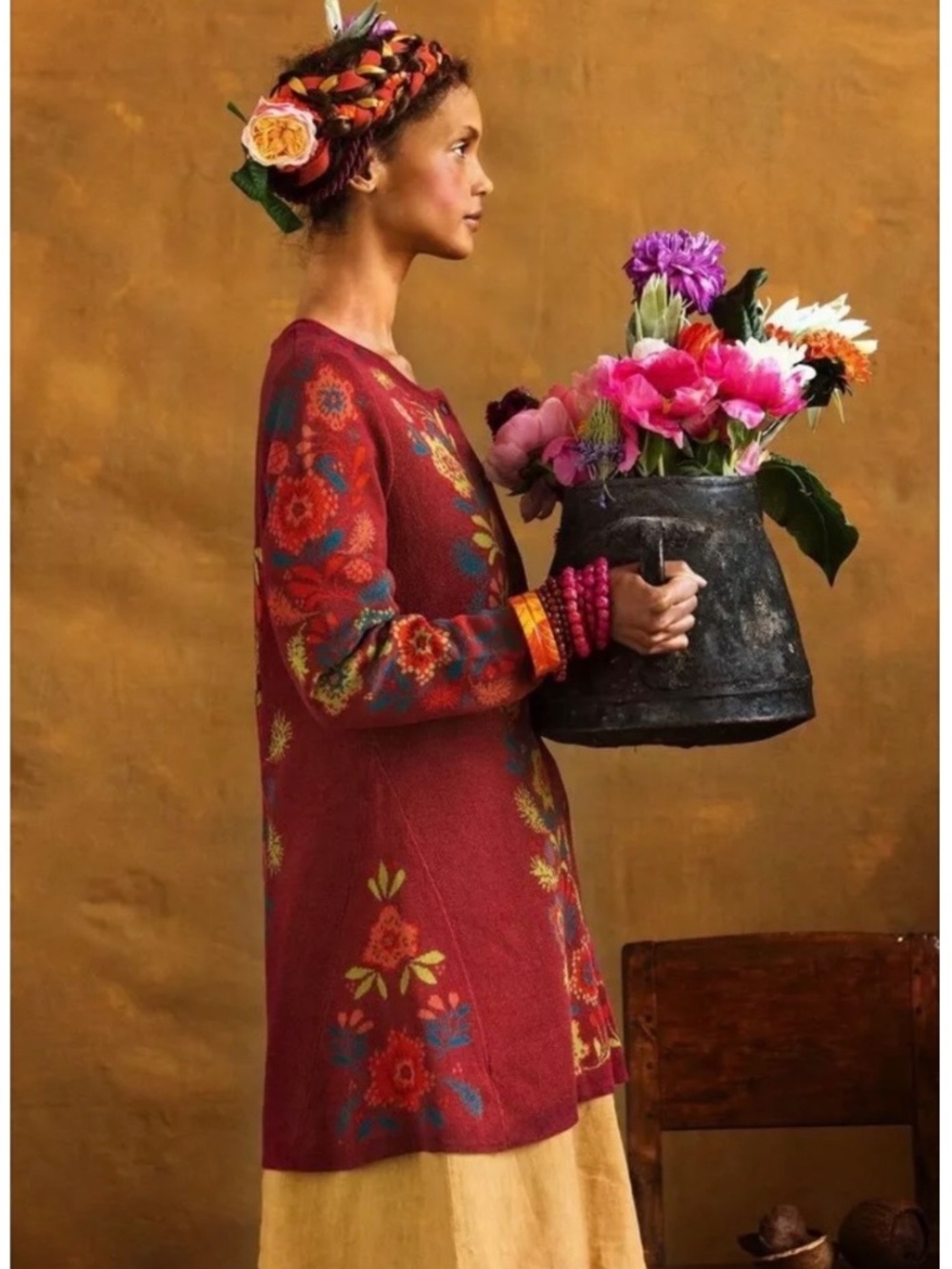 Gudrun Sjoden Tajetes cardigan XL red floral